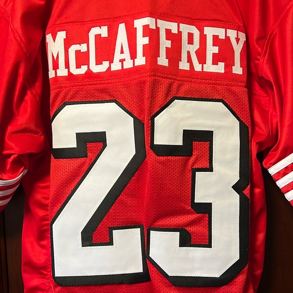 Brand New Custom Design Throwback NFL SF 49er Christian McCaffrey #23 Red Jersey - Picture 2 of 8